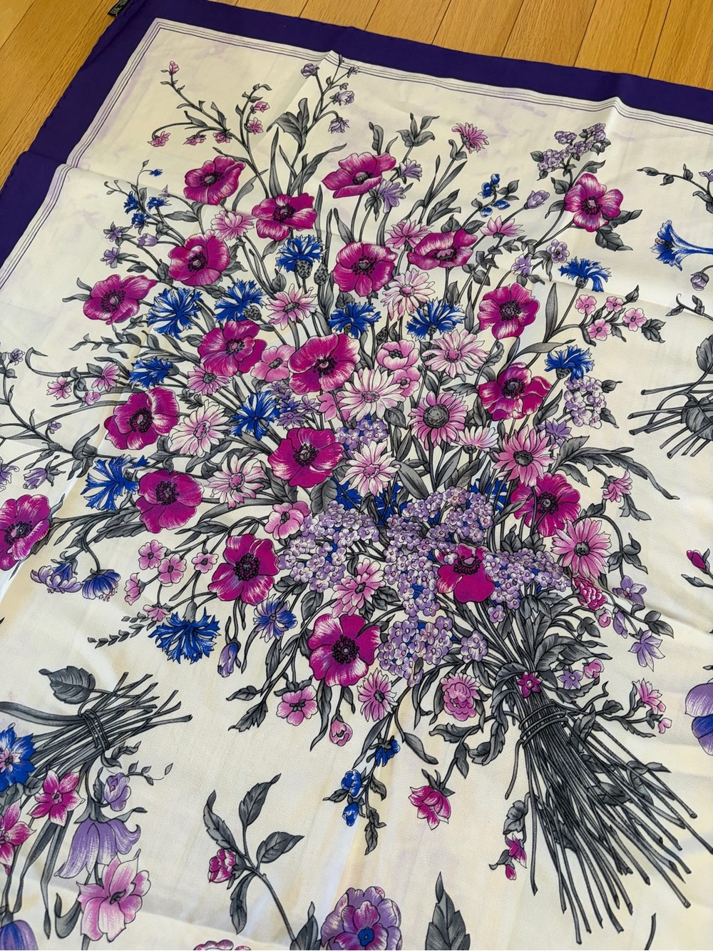 Vintage Pierre Balmain - 100% Silk Floral Square Scarf